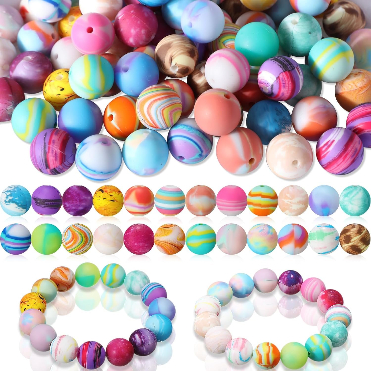 Ferreve 120 Pcs 15mm Silicone Beads Bulk Flower Silicone Beads - Image 6