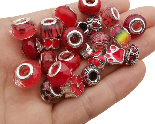 50pcs Assorted Pink Resin Imitation Glass European Large Hole Beads
