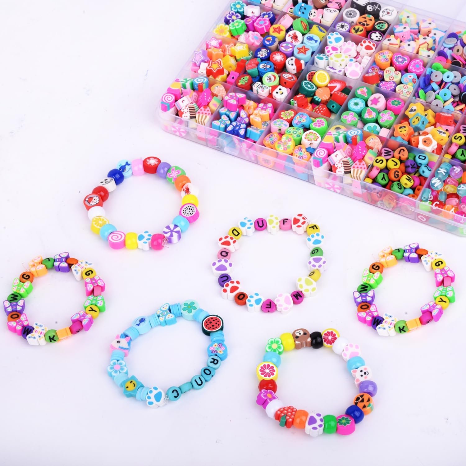 1000PCS Polymer Clay Beads Bracelet Making kit, - Image 7