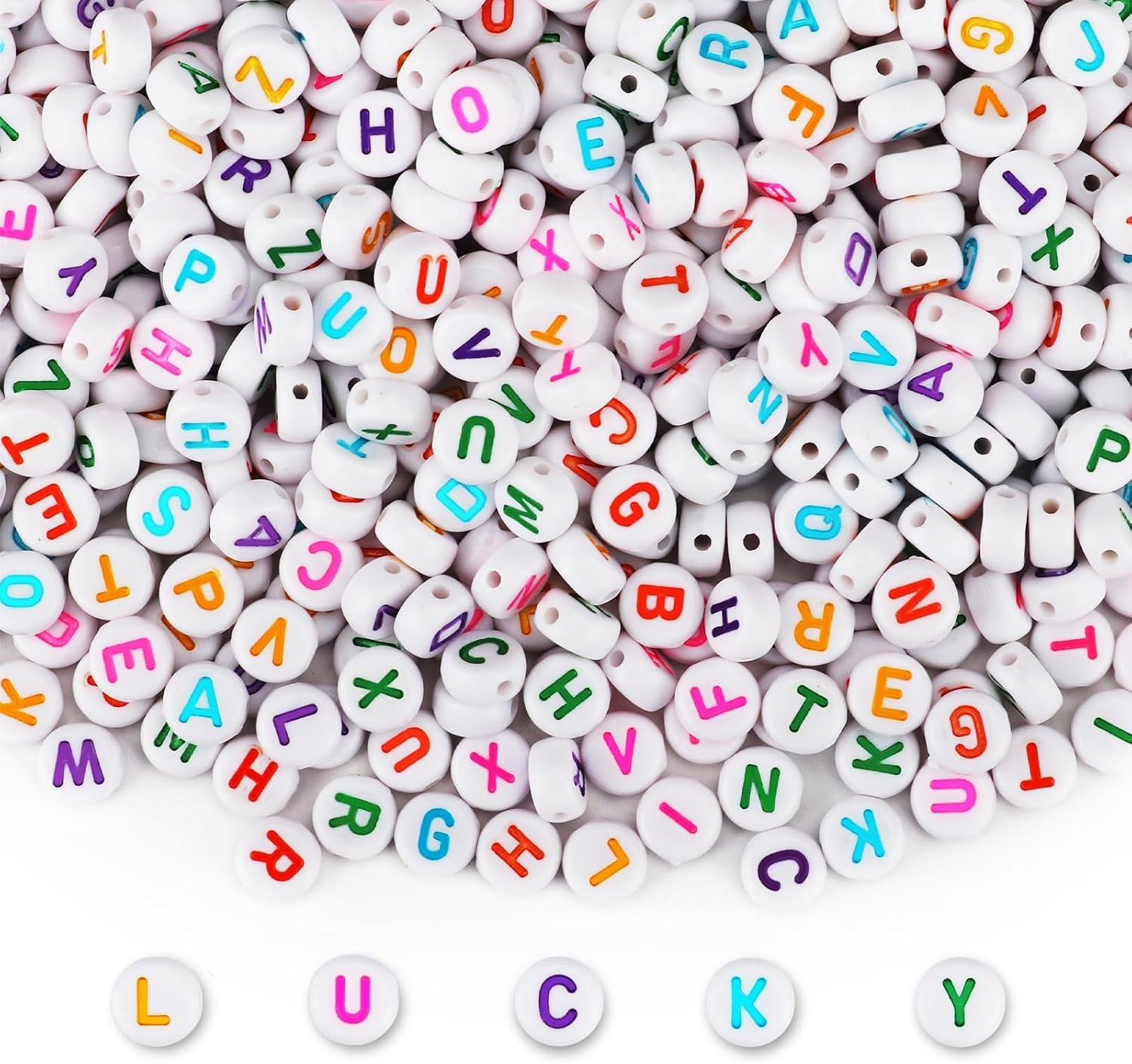 1000PCS Letter Beads, White Alphabet Beads and Colorful Heart Beads - Image 4