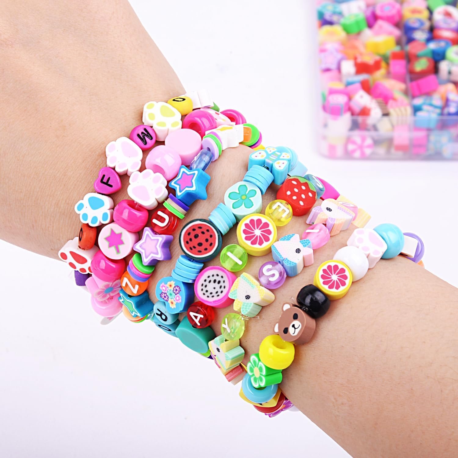1000PCS Polymer Clay Beads Bracelet Making kit, - Image 2