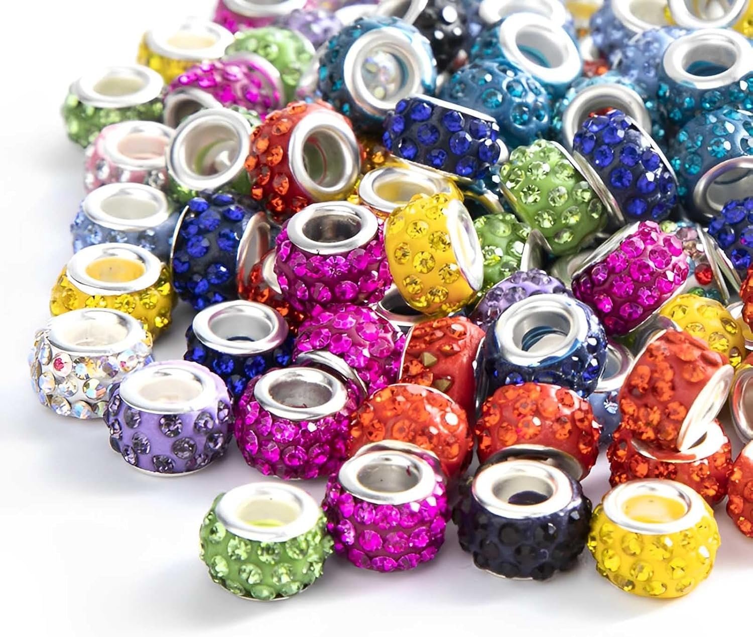 50 PCS Large Hole Beads Rhinestone European Crystal Charm Bead - Image 9
