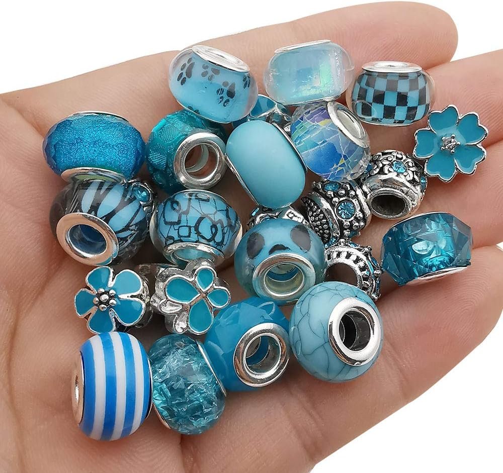 50pcs Assorted Pink Resin Imitation Glass European Large Hole Beads - Image 2