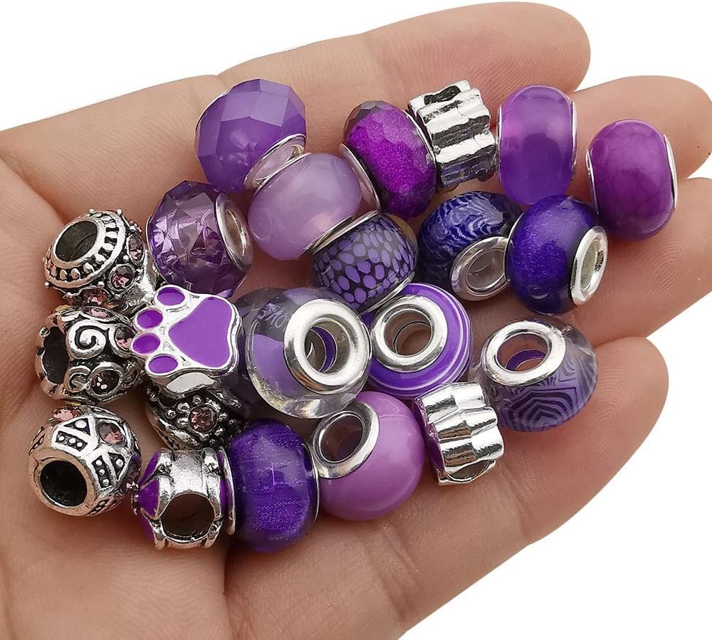 50pcs Assorted Pink Resin Imitation Glass European Large Hole Beads - Image 5