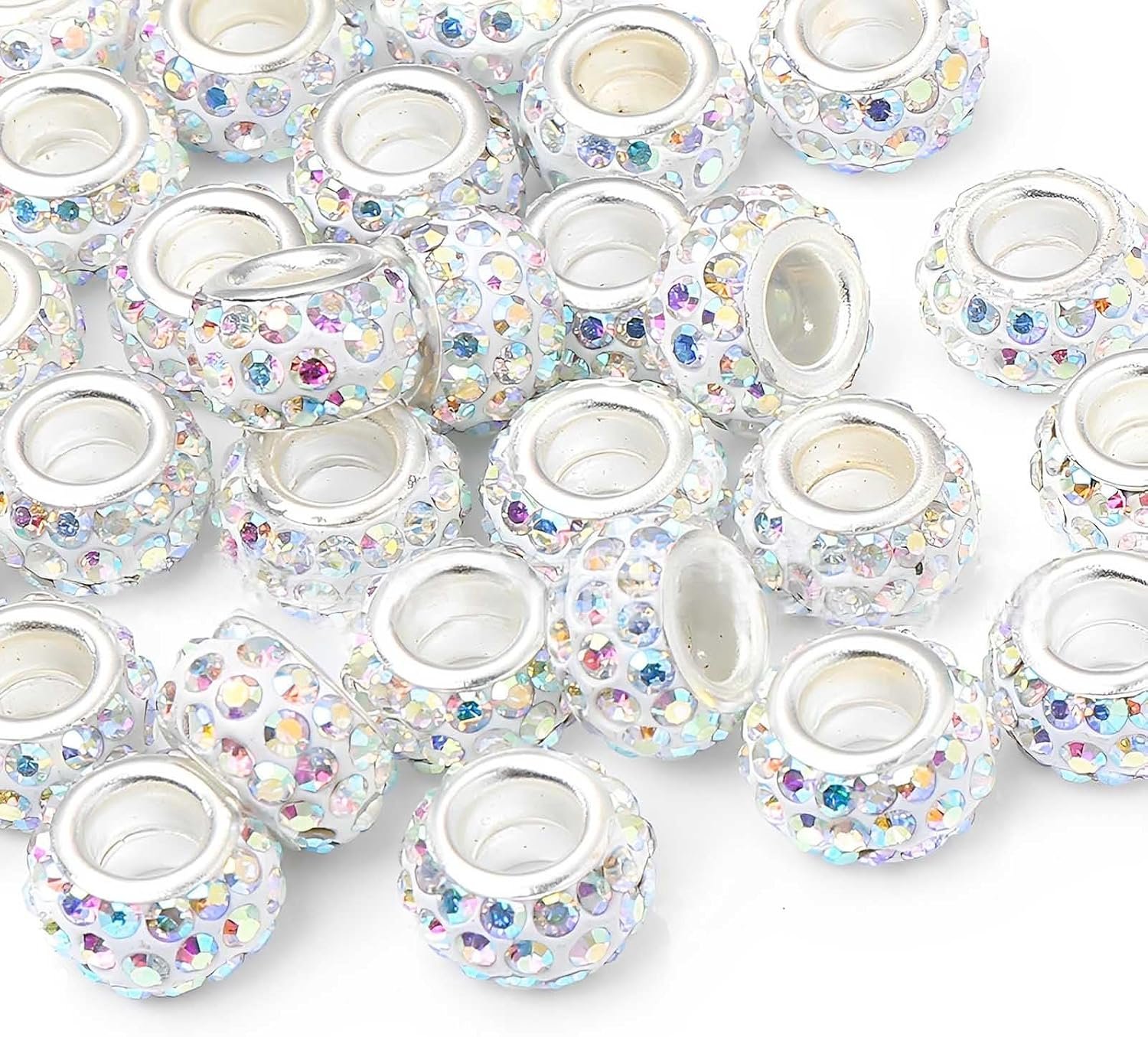 50 PCS Large Hole Beads Rhinestone European Crystal Charm Bead - Image 4