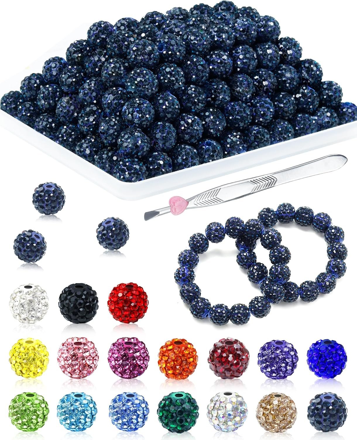 FIVEIZERO 200PCS 10mm Rhinestone Beads Kit, 15 Colors - Image 2