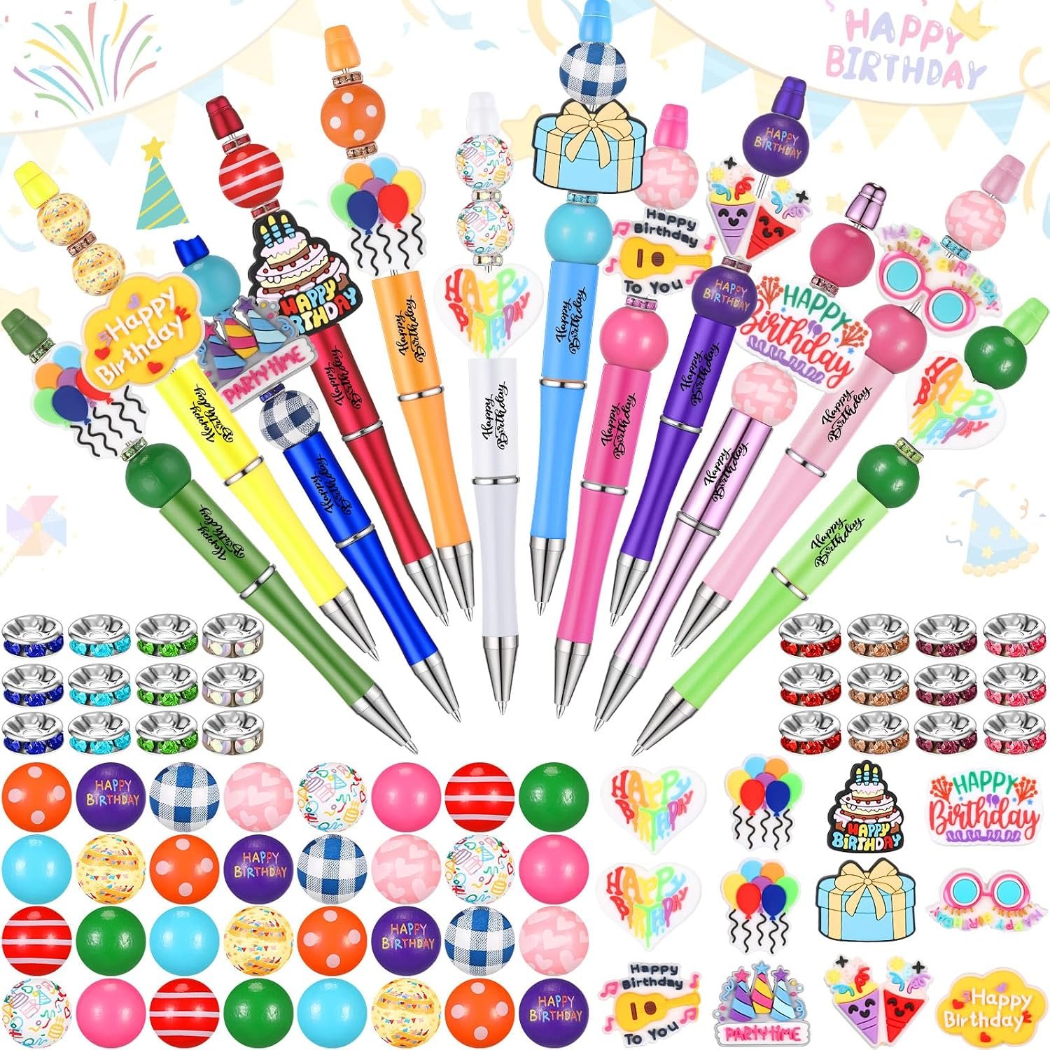 Geyee 12 Set Beadable Pens DIY Bead Pens, Multicolor, Cow - Image 4