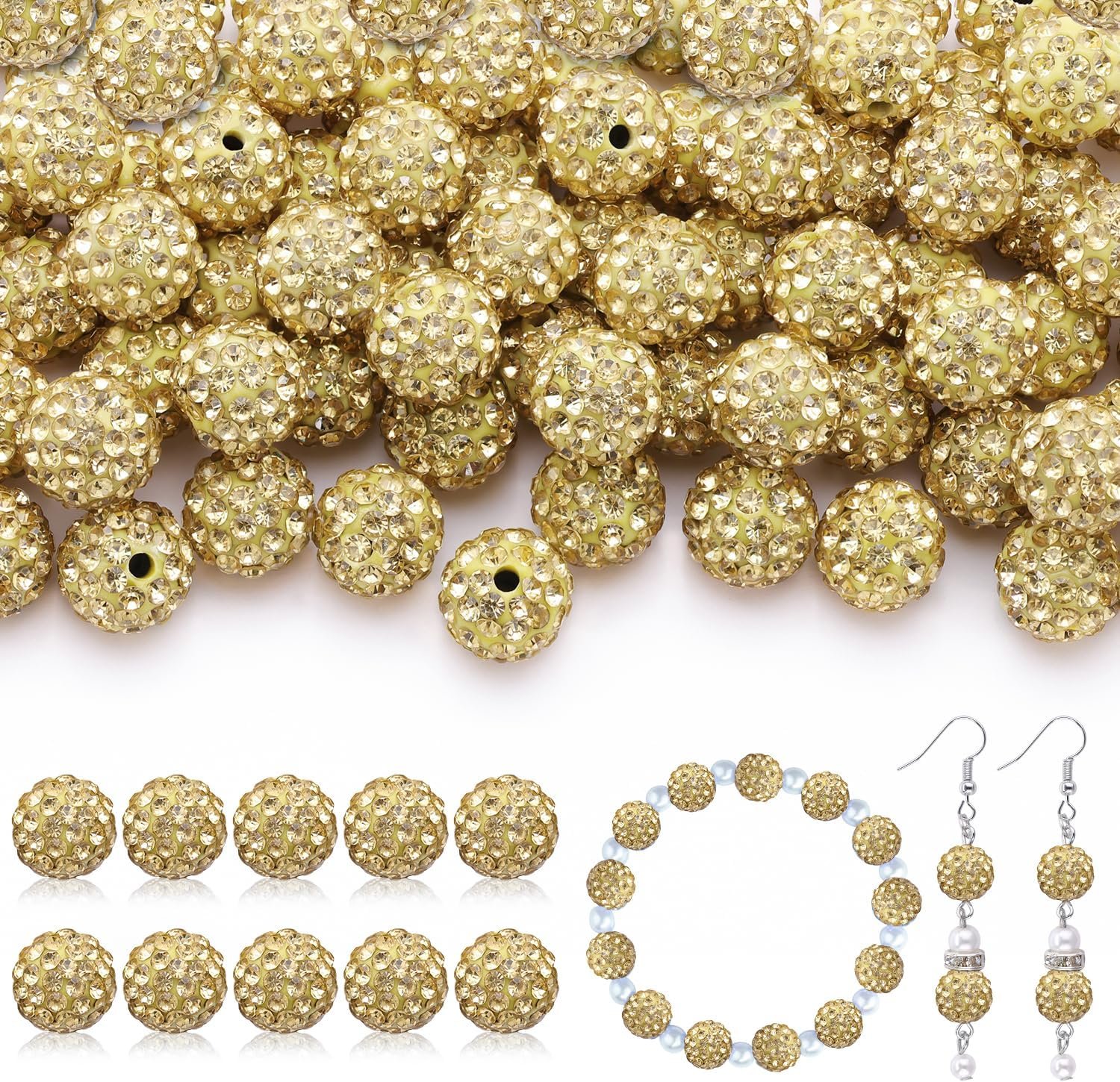 105pcs 10mm Rhinestone Beads for Jewelry Making - Image 35