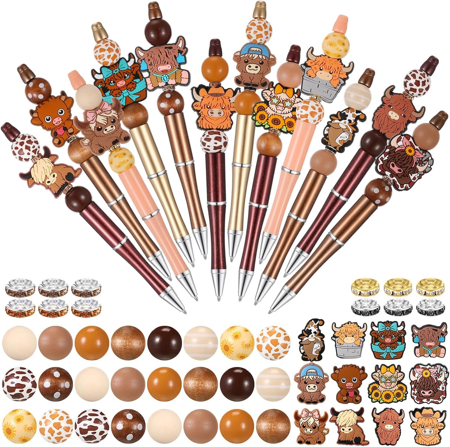 Geyee 12 Set Beadable Pens DIY Bead Pens, Multicolor, Cow - Image 2