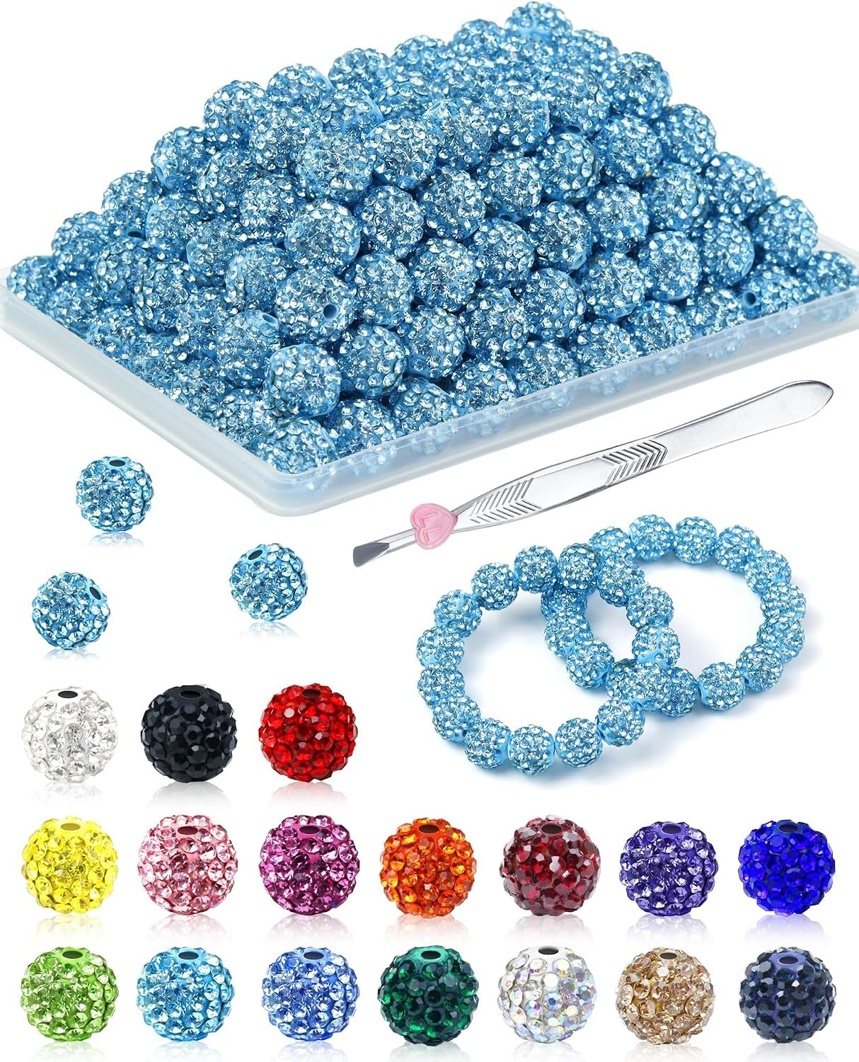 FIVEIZERO 200PCS 10mm Rhinestone Beads Kit, 15 Colors - Image 12