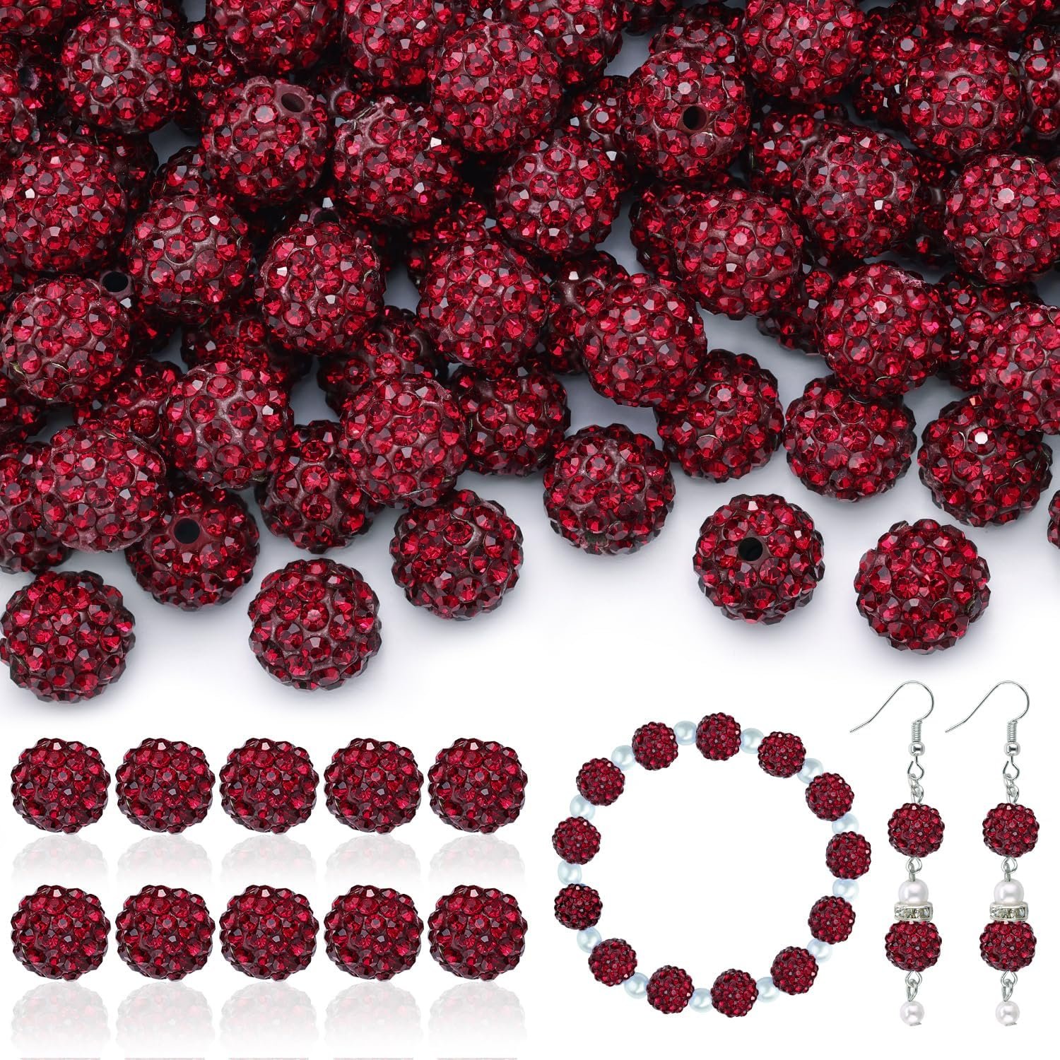 105pcs 10mm Rhinestone Beads for Jewelry Making - Image 14