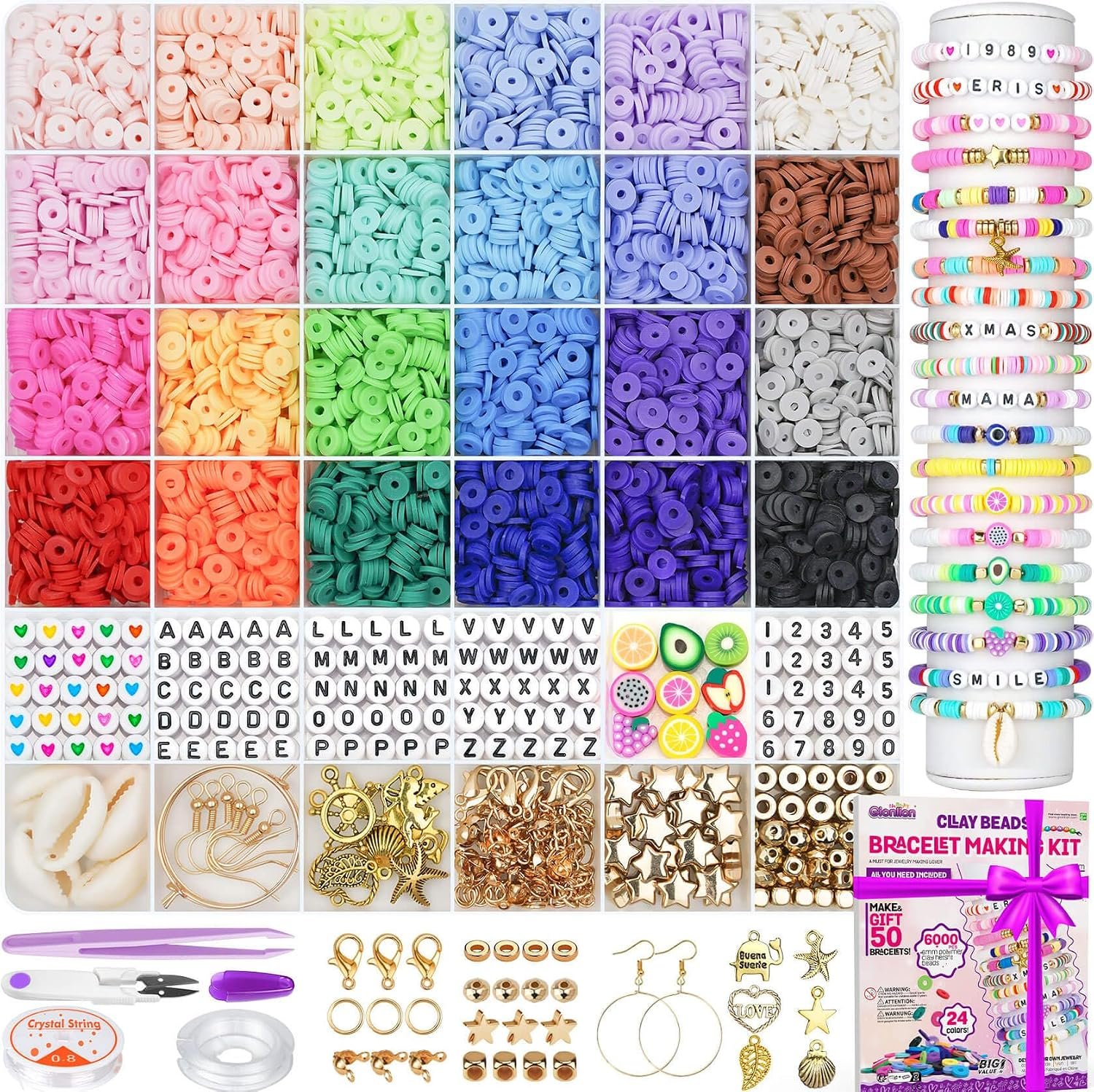 Gionlion 6000 Clay Beads Friendship Bracelet Making Kit, 24 Colors - Image 3