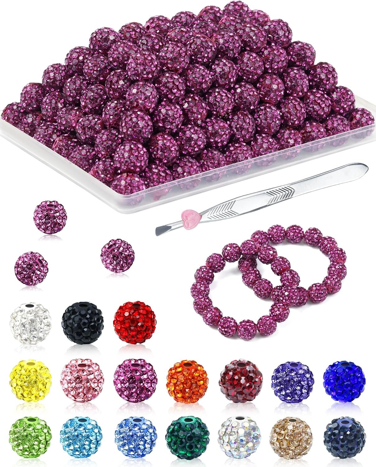 FIVEIZERO 200PCS 10mm Rhinestone Beads Kit, 15 Colors - Image 5