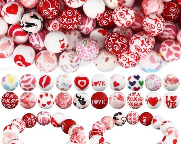 Ferreve 120 Pcs 15mm Silicone Beads Bulk Flower Silicone Beads