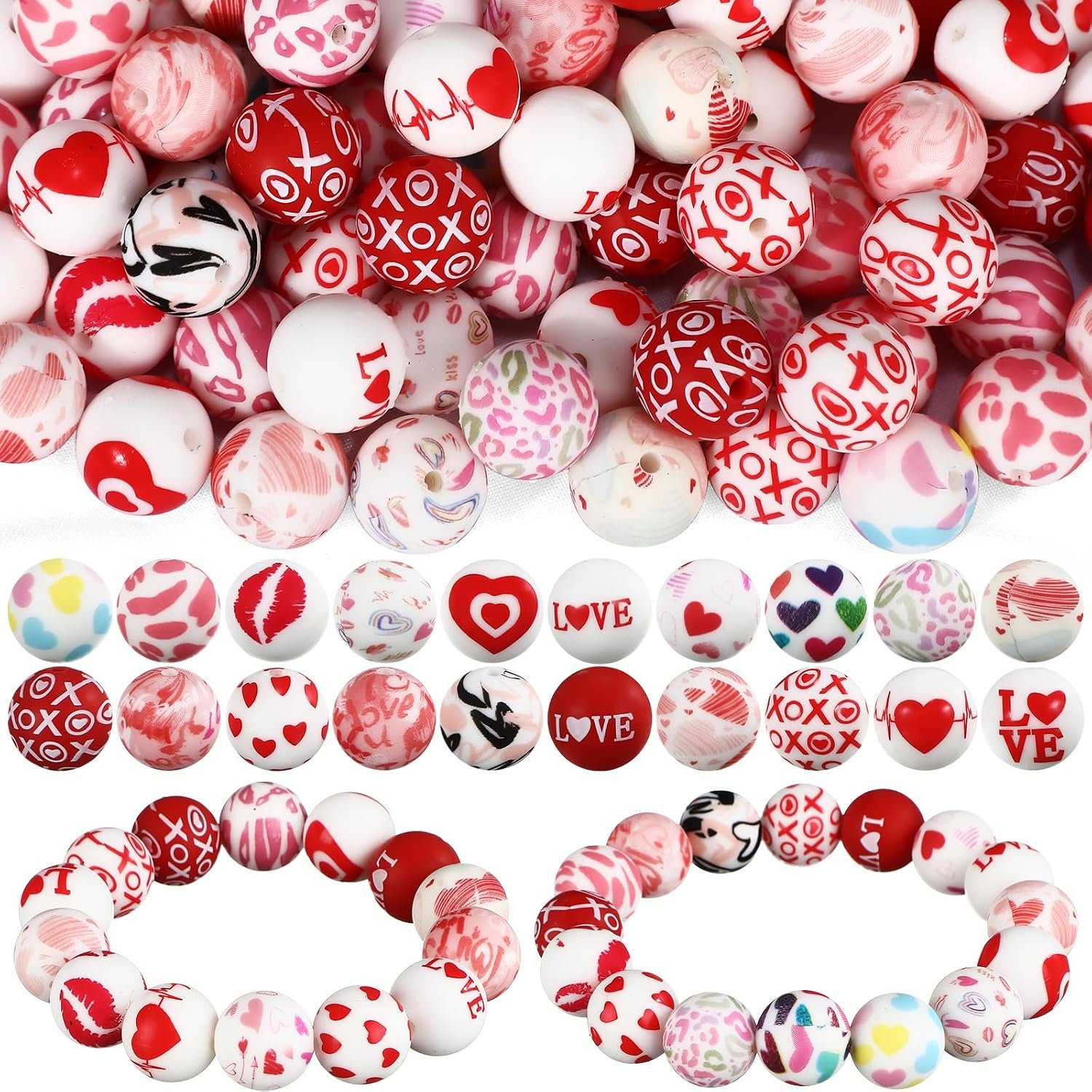 Ferreve 120 Pcs 15mm Silicone Beads Bulk Flower Silicone Beads