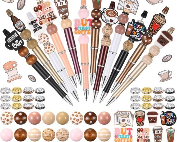 Geyee 12 Set Beadable Pens DIY Bead Pens, Multicolor, Cow
