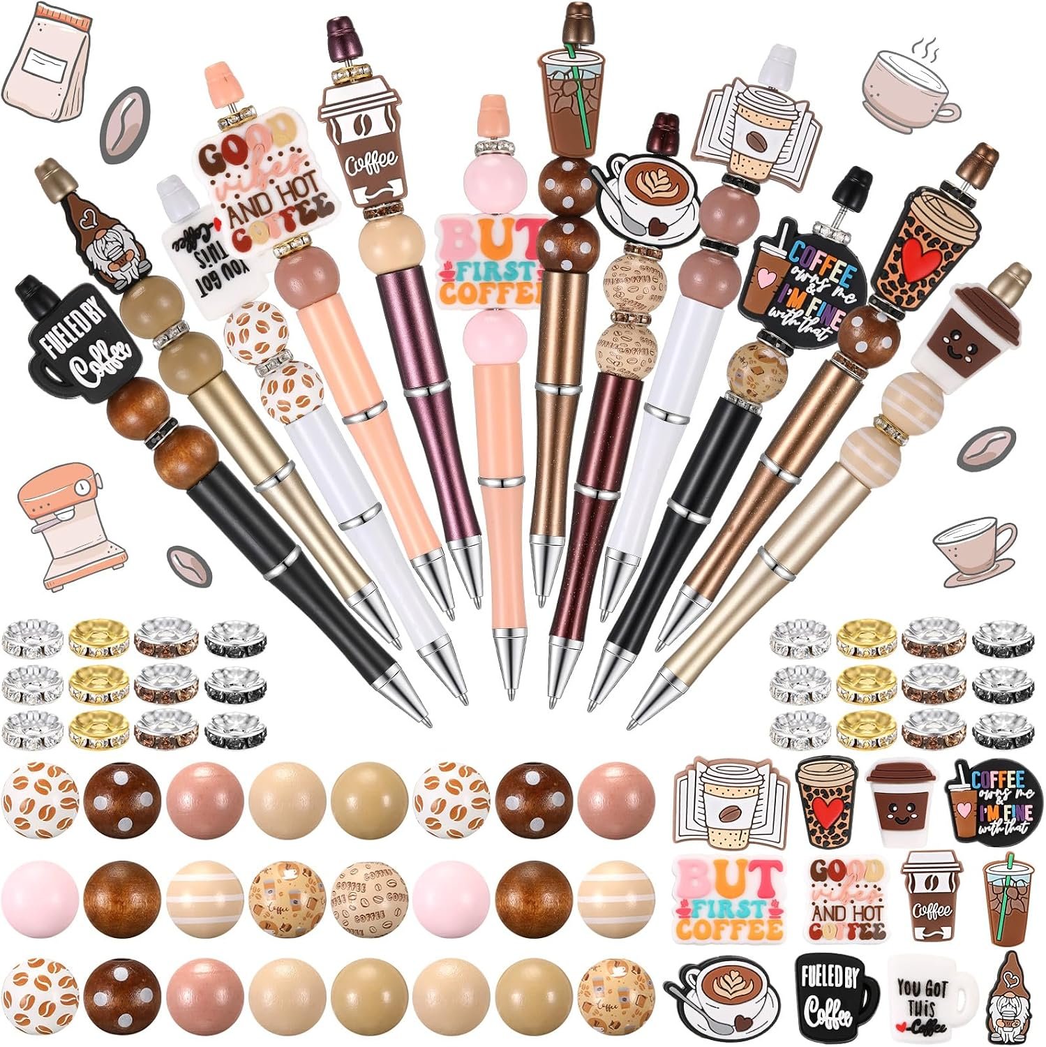 Geyee 12 Set Beadable Pens DIY Bead Pens, Multicolor, Cow