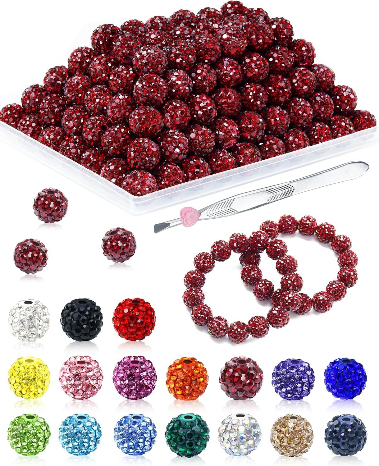 FIVEIZERO 200PCS 10mm Rhinestone Beads Kit, 15 Colors - Image 10