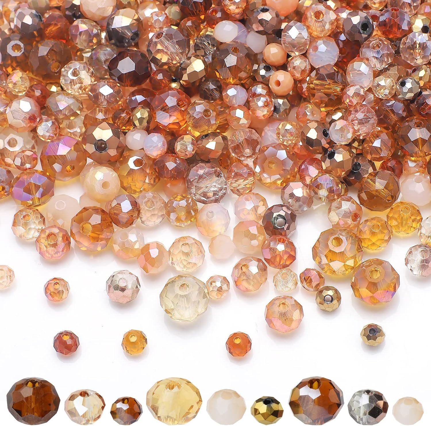 Faceted Rondelle Glass Beads for Jewelry Making, Brown Series - Image 2