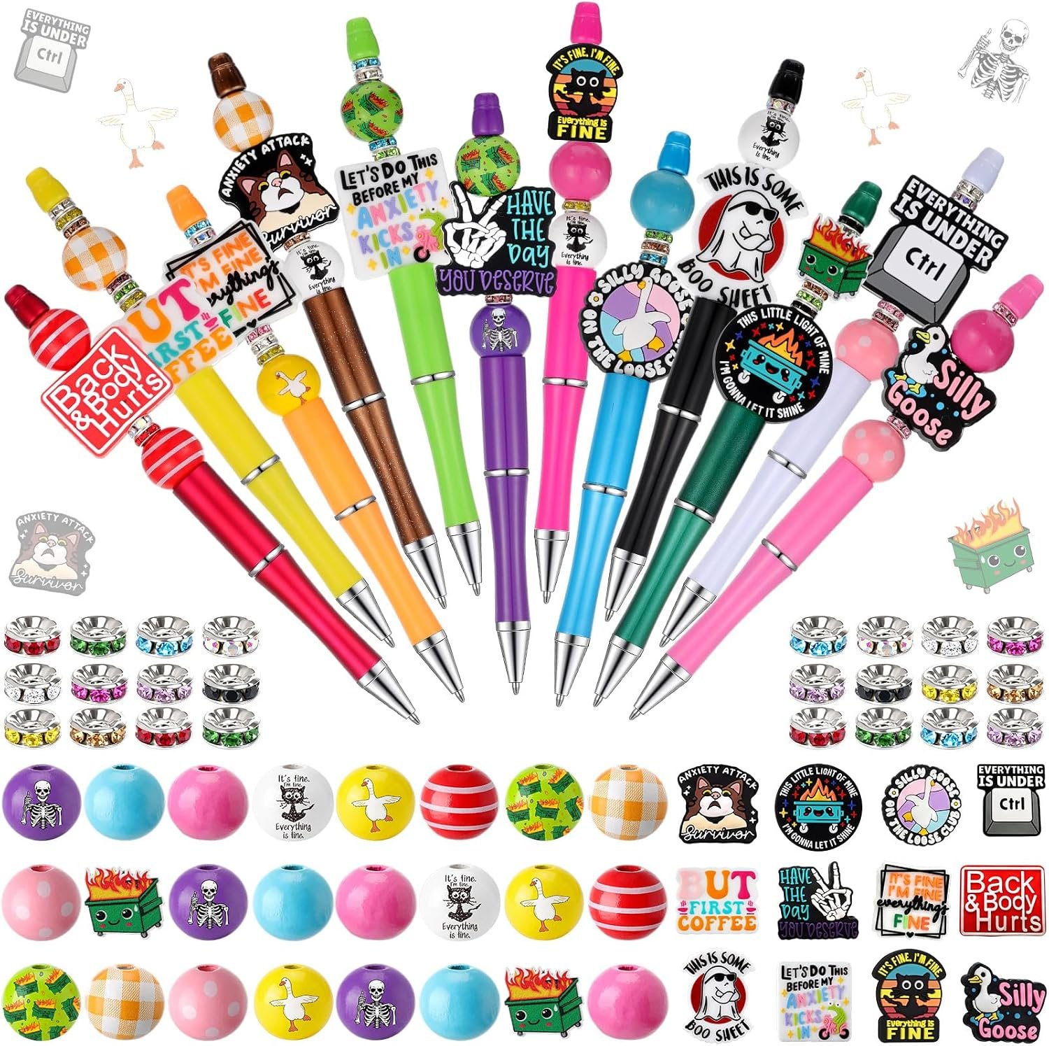 Geyee 12 Set Beadable Pens DIY Bead Pens, Multicolor, Cow - Image 6