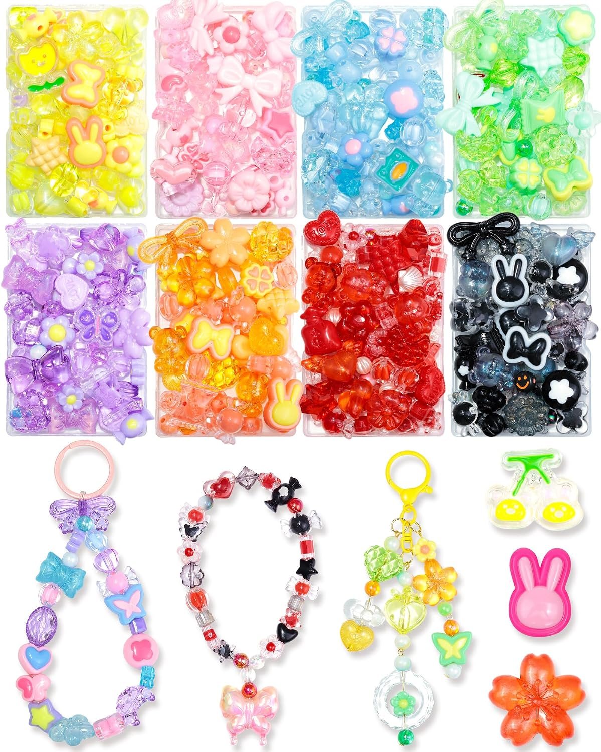 FIVEIZERO 480PCS Assorted Acrylic Beads for Jewelry & Bracelet Making