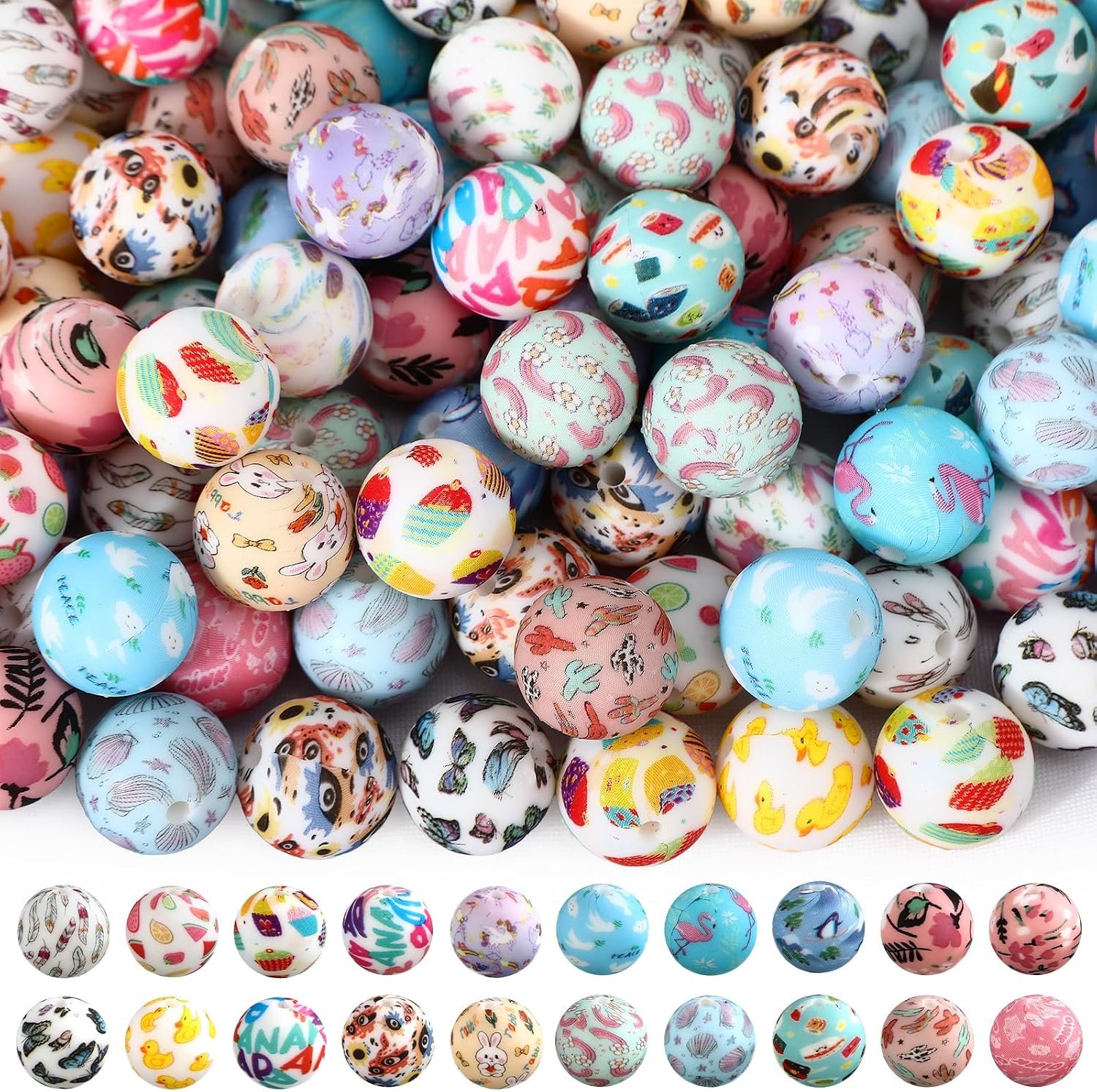 Ferreve 120 Pcs 15mm Silicone Beads Bulk Flower Silicone Beads - Image 7
