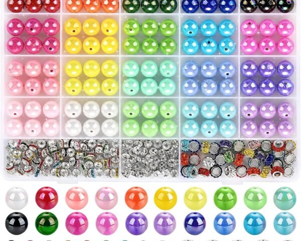 232pcs Beads for Pens, Funtopia Acrylic Focal Beads for Keychains 16mm
