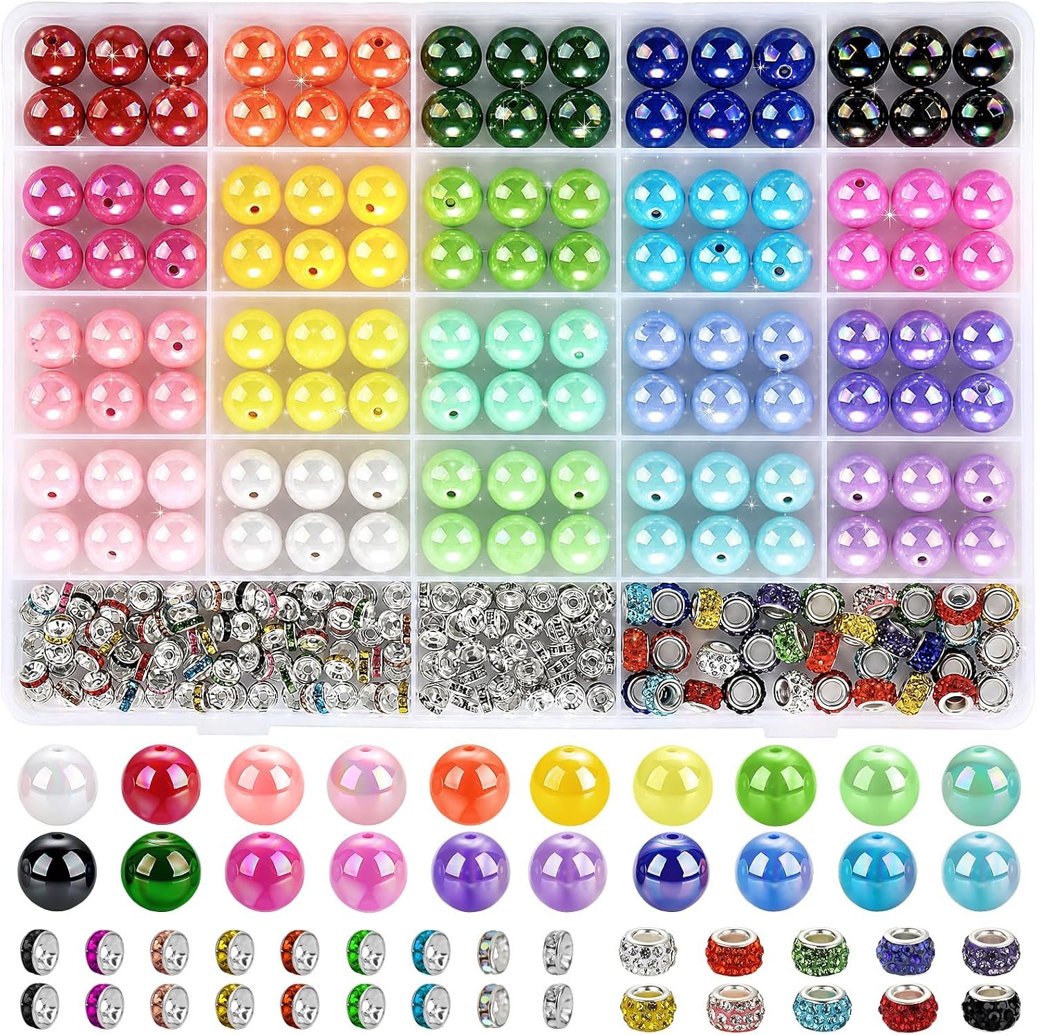 232pcs Beads for Pens, Funtopia Acrylic Focal Beads for Keychains 16mm