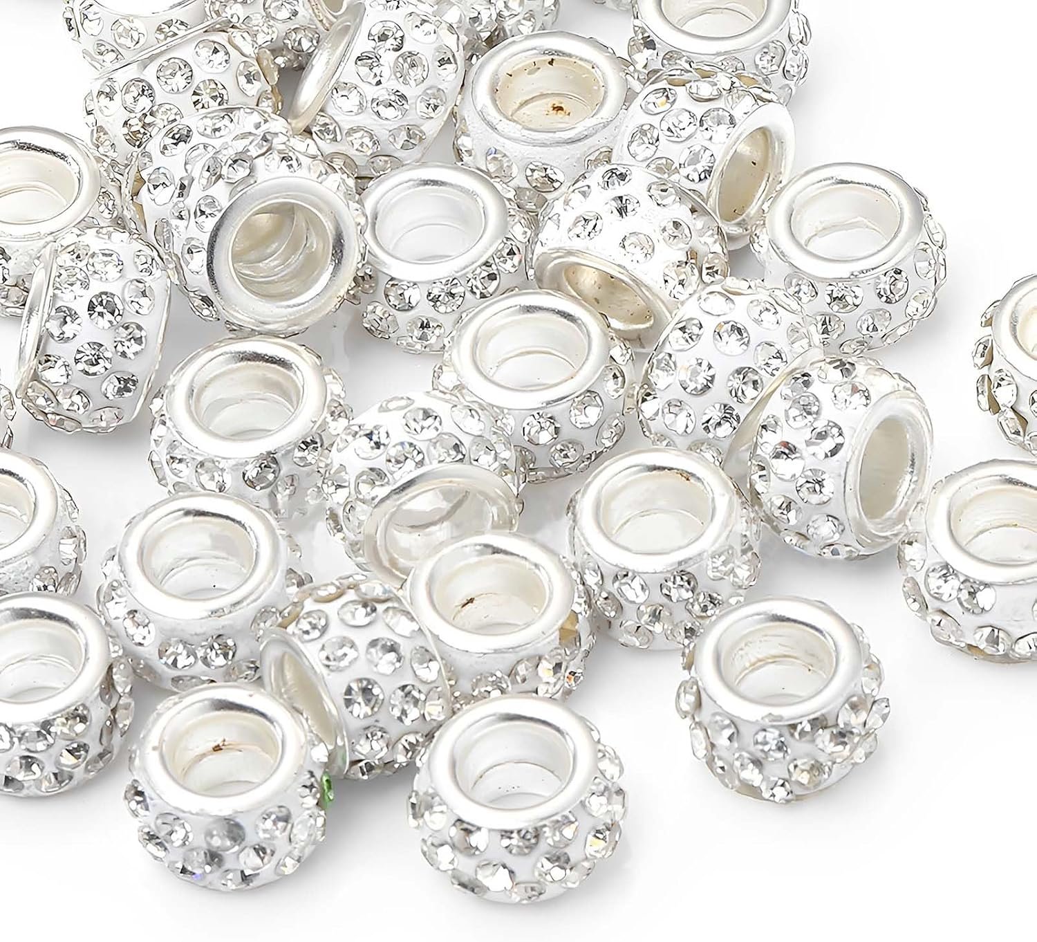 50 PCS Large Hole Beads Rhinestone European Crystal Charm Bead - Image 2