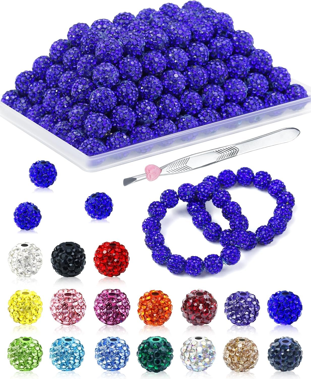 FIVEIZERO 200PCS 10mm Rhinestone Beads Kit, 15 Colors - Image 17