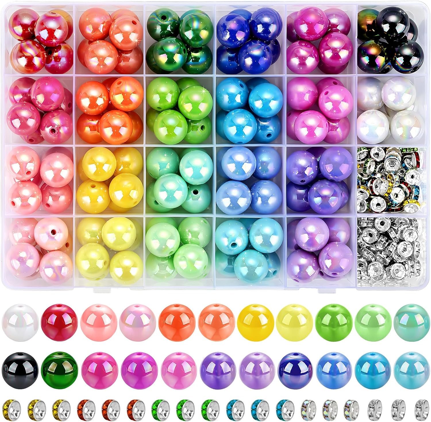 232pcs Beads for Pens, Funtopia Acrylic Focal Beads for Keychains 16mm - Image 3