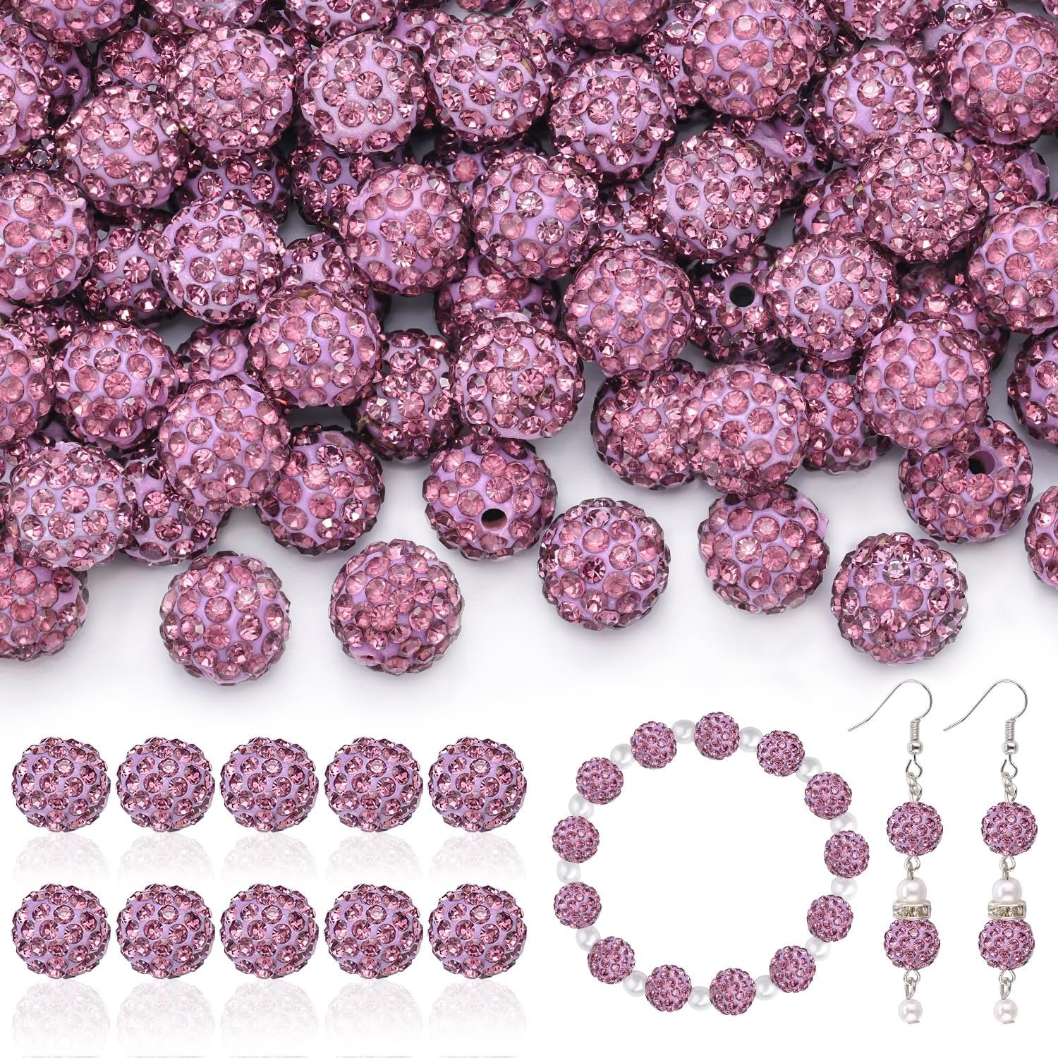 105pcs 10mm Rhinestone Beads for Jewelry Making - Image 24