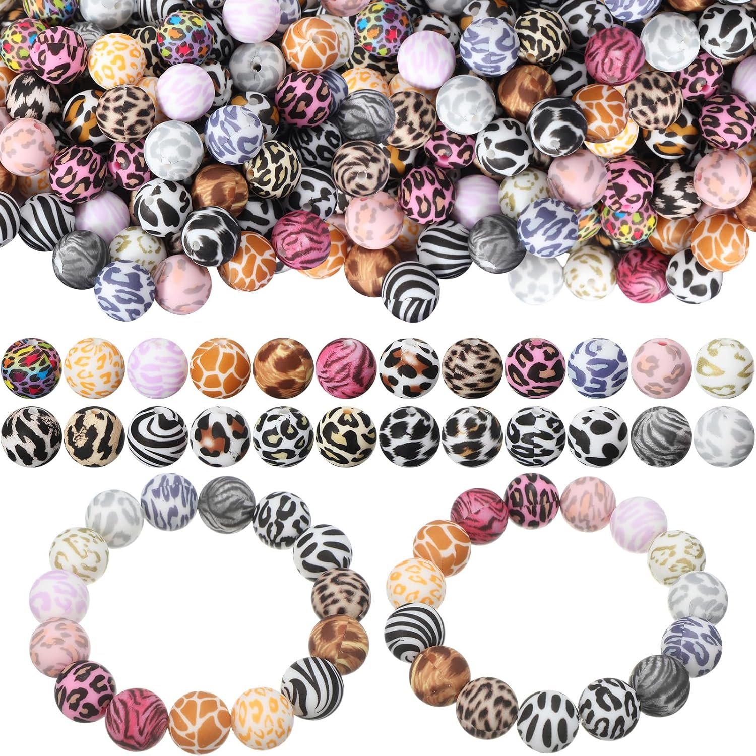 Ferreve 120 Pcs 15mm Silicone Beads Bulk Flower Silicone Beads - Image 4