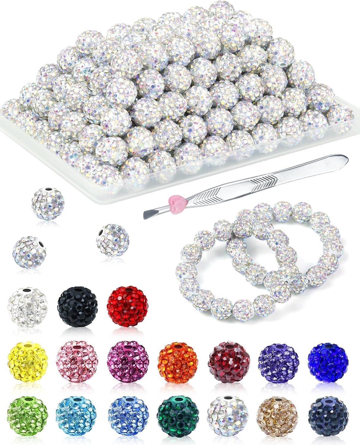 FIVEIZERO 200PCS 10mm Rhinestone Beads Kit, 15 Colors - Image 8