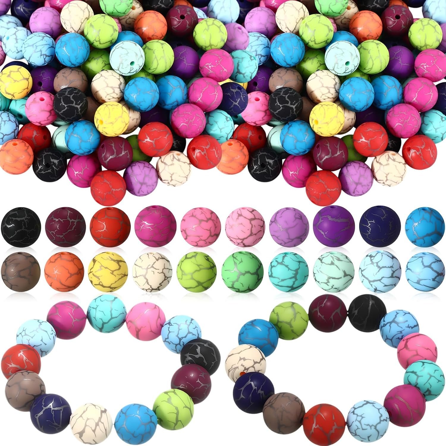 Ferreve 120 Pcs 15mm Silicone Beads Bulk Flower Silicone Beads - Image 9
