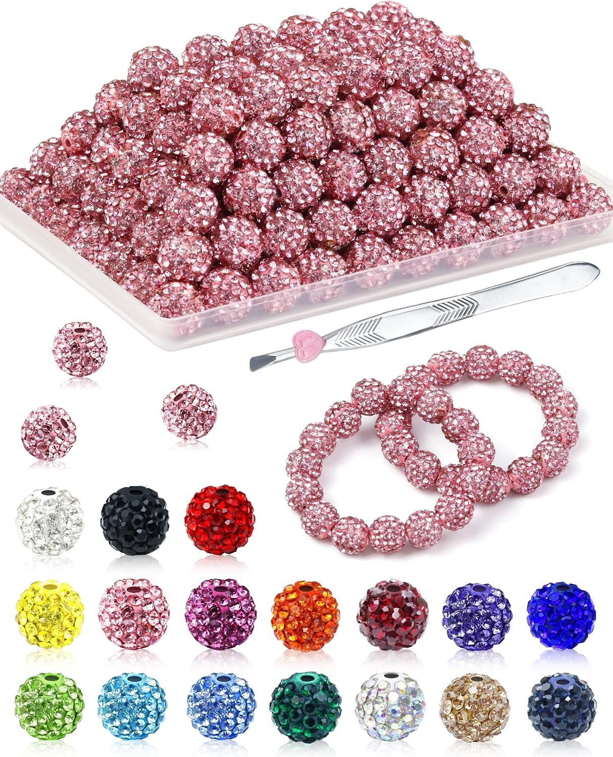 FIVEIZERO 200PCS 10mm Rhinestone Beads Kit, 15 Colors - Image 3