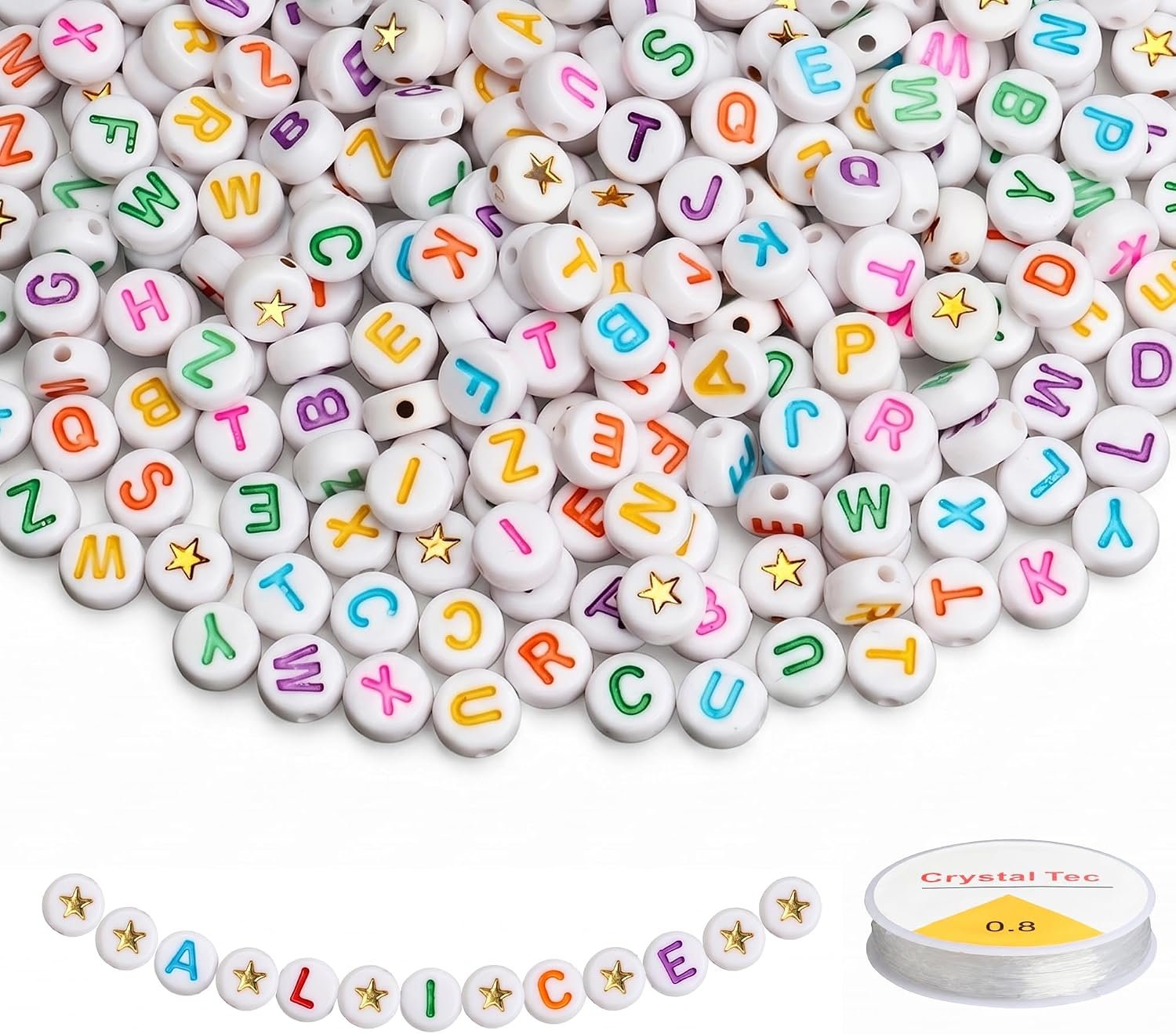 1000PCS Letter Beads, White Alphabet Beads and Colorful Heart Beads - Image 9