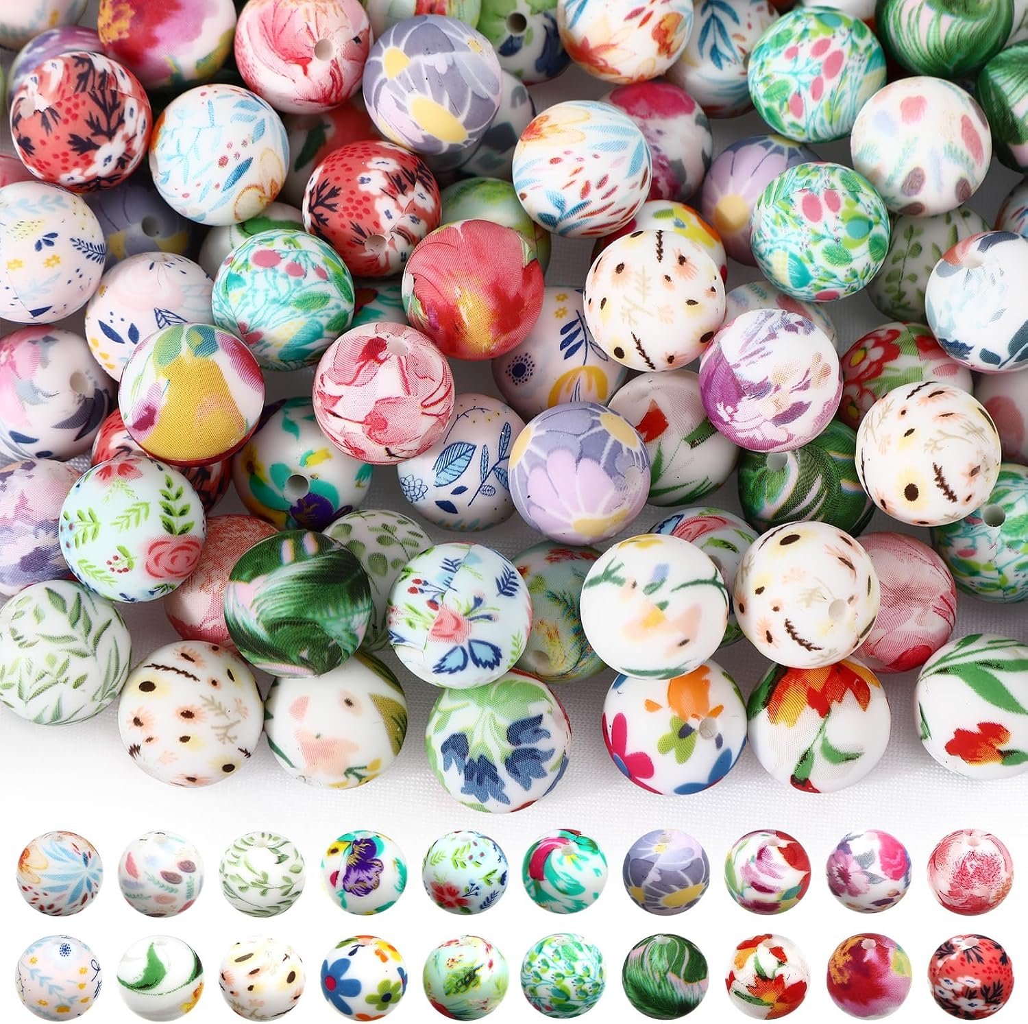 Ferreve 120 Pcs 15mm Silicone Beads Bulk Flower Silicone Beads - Image 8