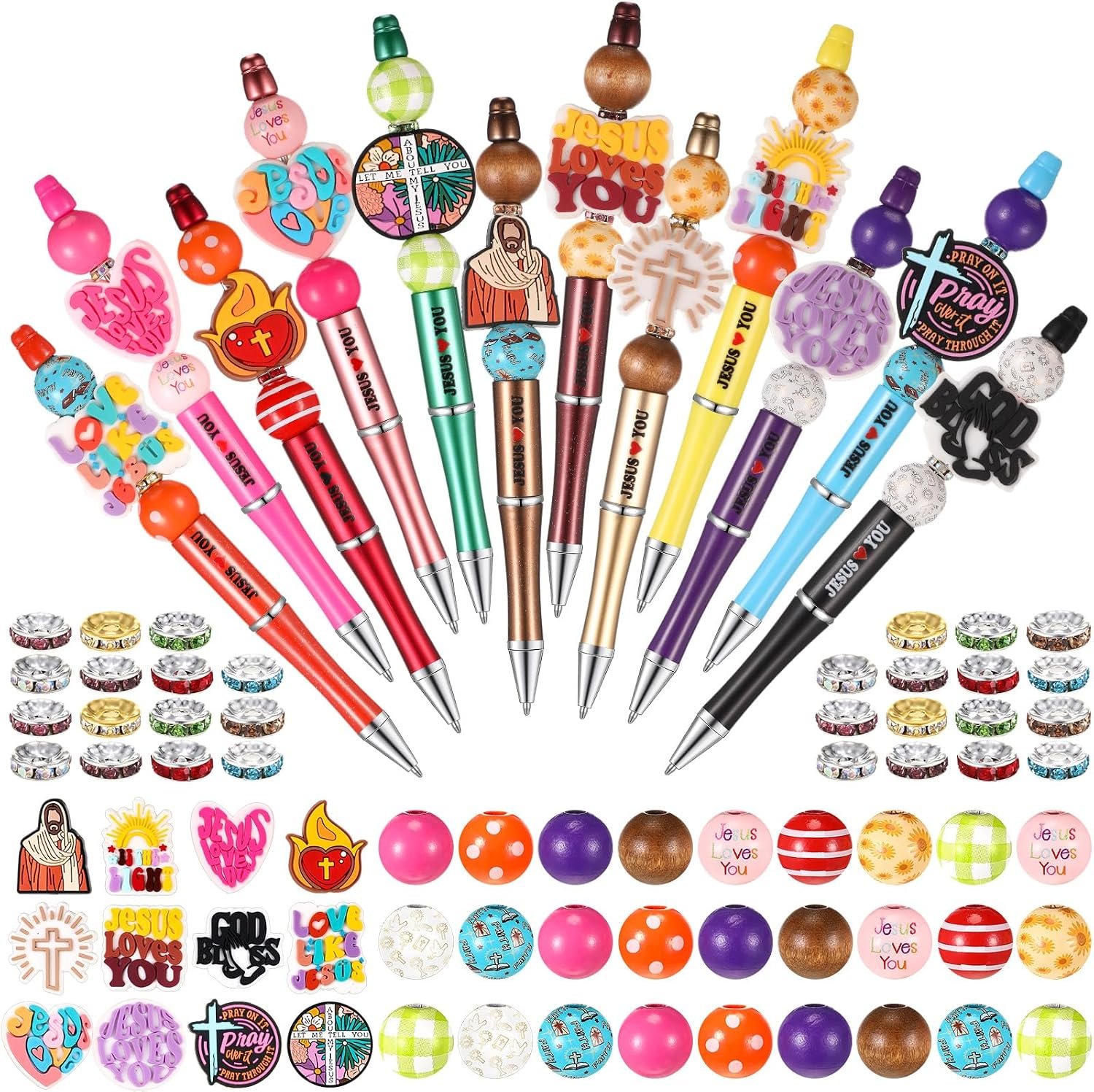 Geyee 12 Set Beadable Pens DIY Bead Pens, Multicolor, Cow - Image 7