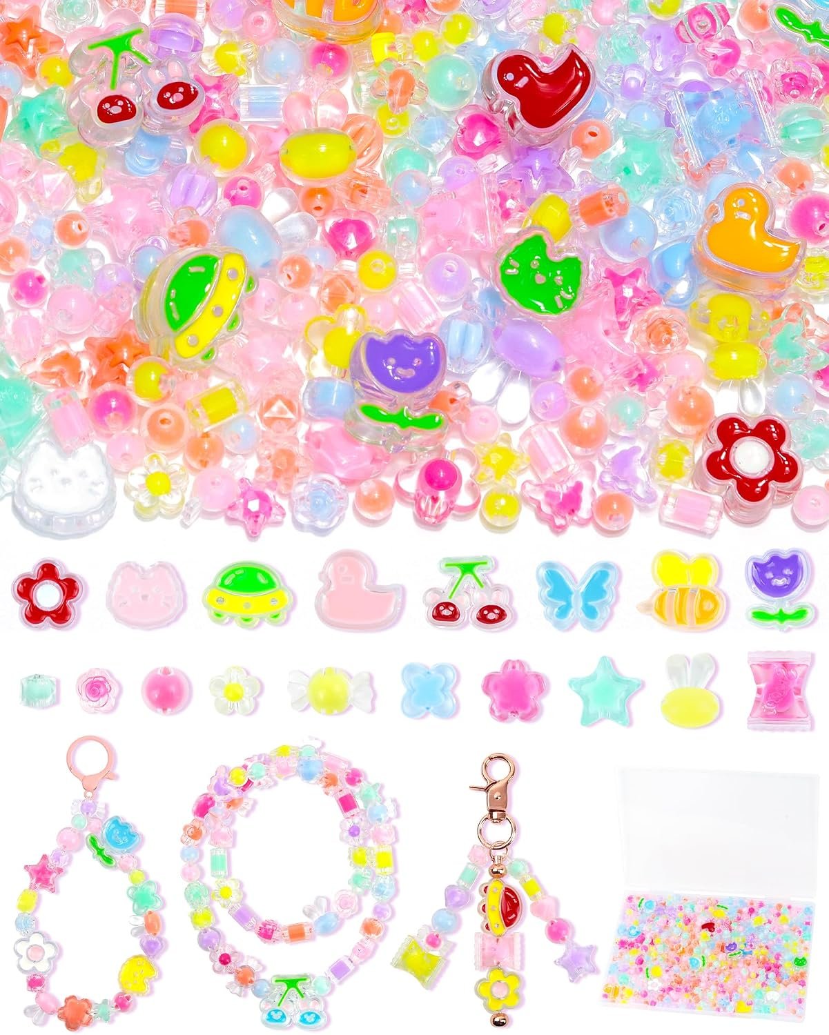 FIVEIZERO 480PCS Assorted Acrylic Beads for Jewelry & Bracelet Making - Image 4