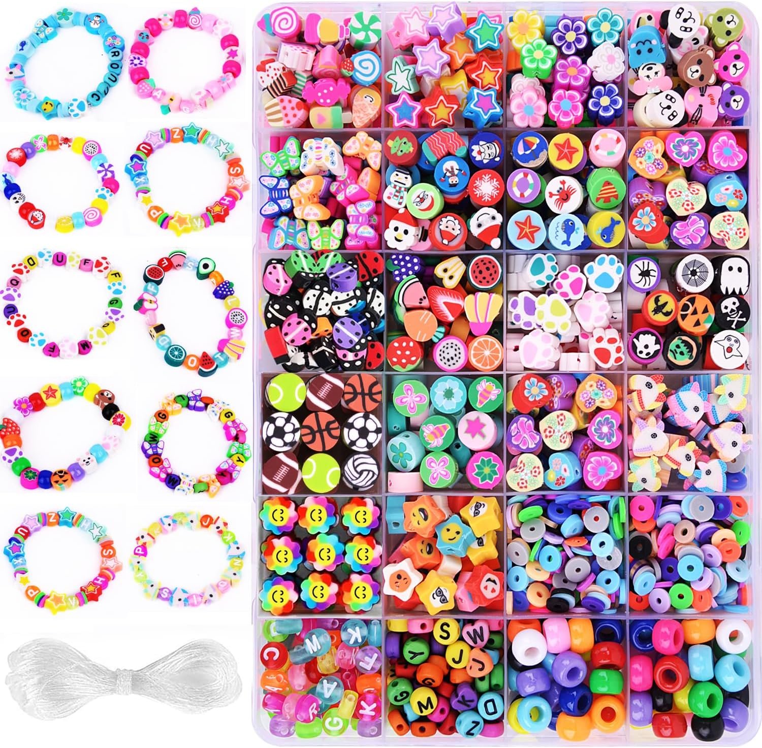 1000PCS Polymer Clay Beads Bracelet Making kit,