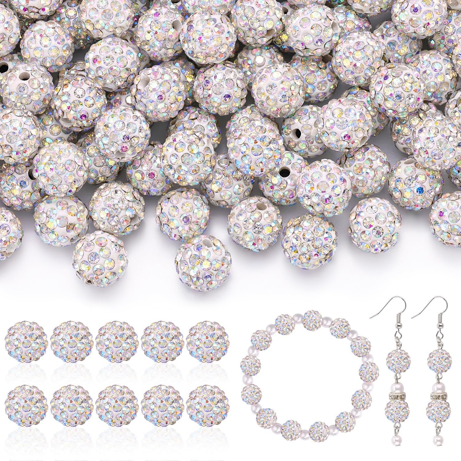 105pcs 10mm Rhinestone Beads for Jewelry Making - Image 30