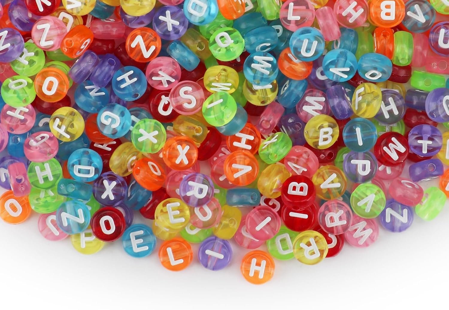 1000PCS Letter Beads, White Alphabet Beads and Colorful Heart Beads - Image 3