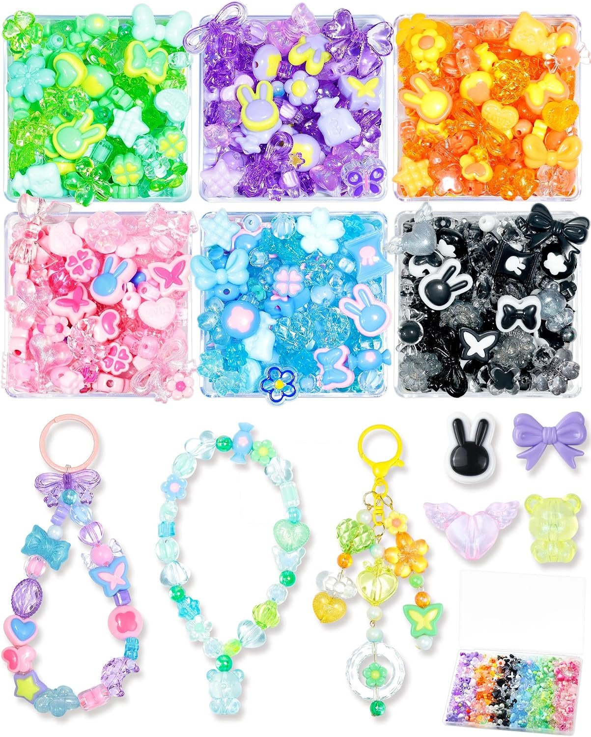 FIVEIZERO 480PCS Assorted Acrylic Beads for Jewelry & Bracelet Making - Image 2