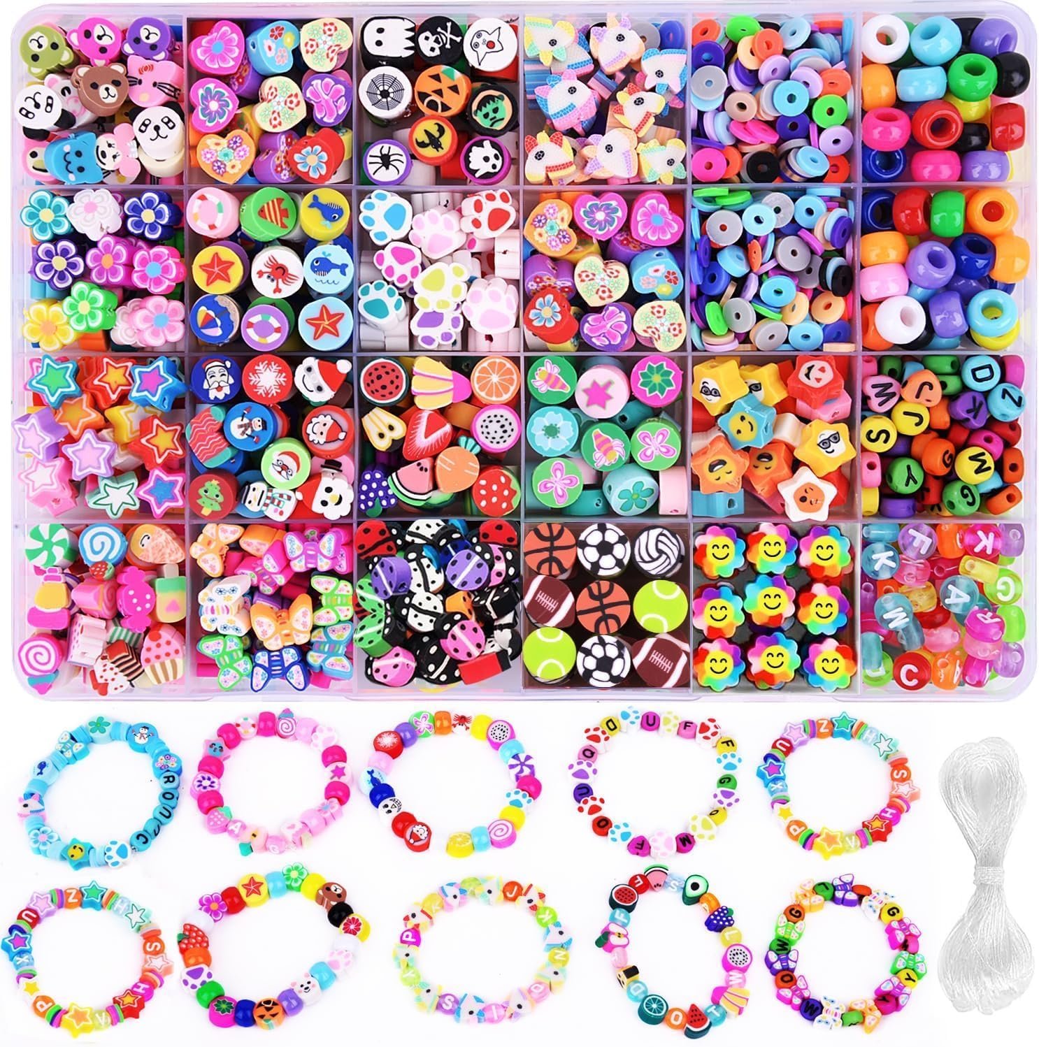 1000PCS Polymer Clay Beads Bracelet Making kit, - Image 8