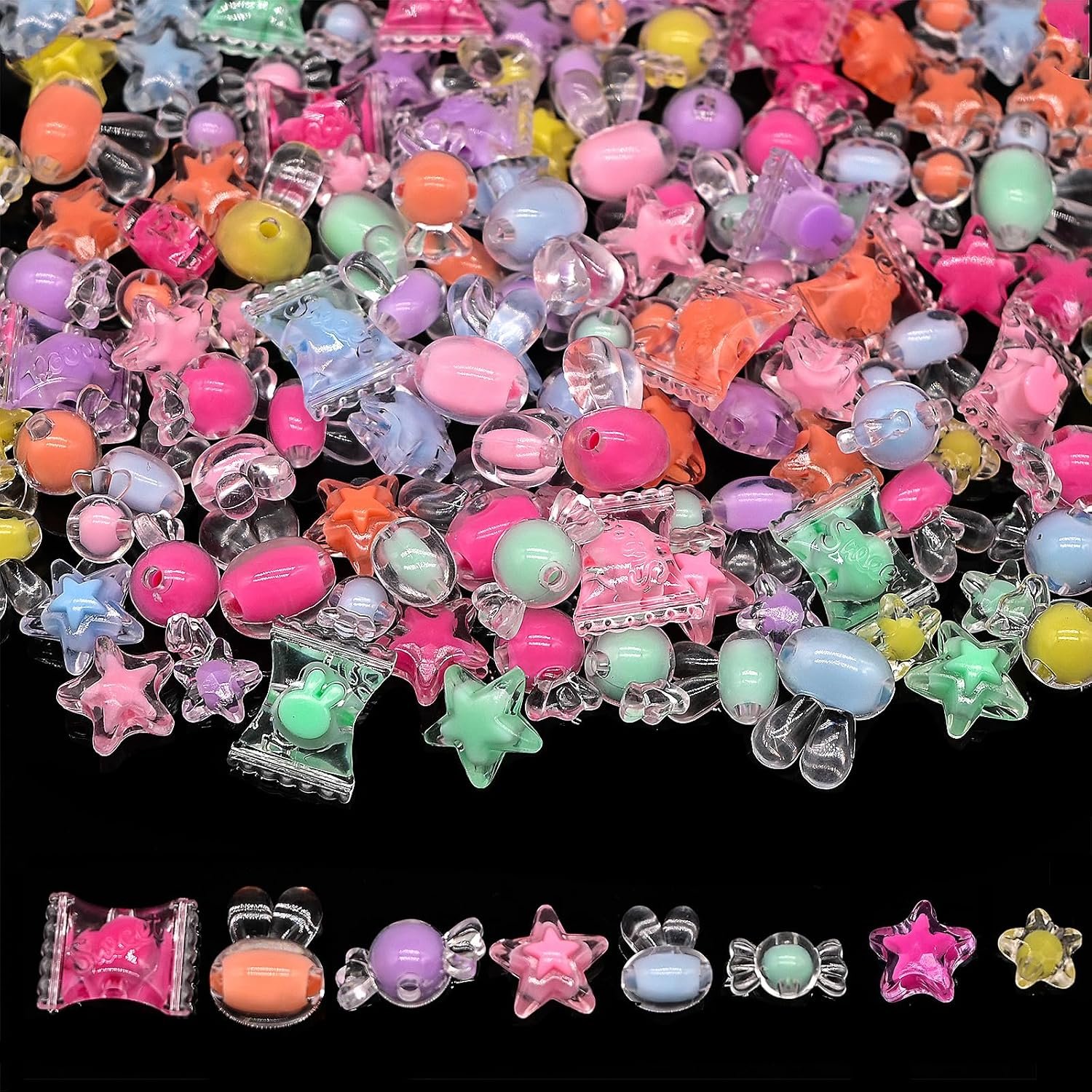 200g+ Candy Kandi Beads for Jewelry Making Bracelet Key Chains (Mixed II) - Image 9