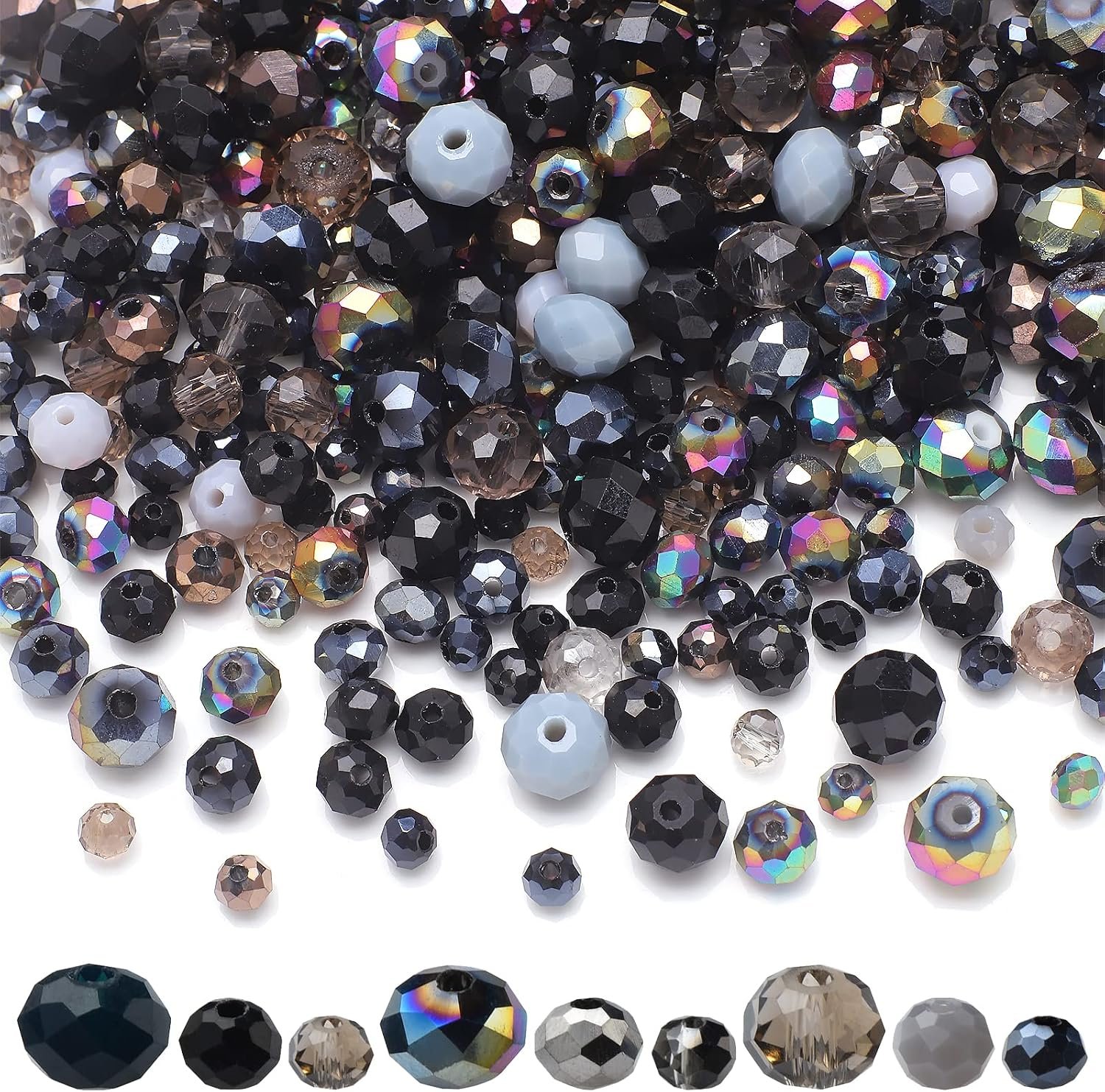 Faceted Rondelle Glass Beads for Jewelry Making, Brown Series - Image 8