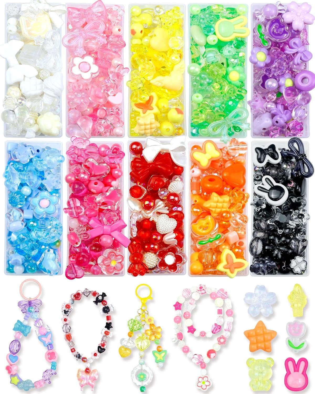 FIVEIZERO 480PCS Assorted Acrylic Beads for Jewelry & Bracelet Making - Image 3