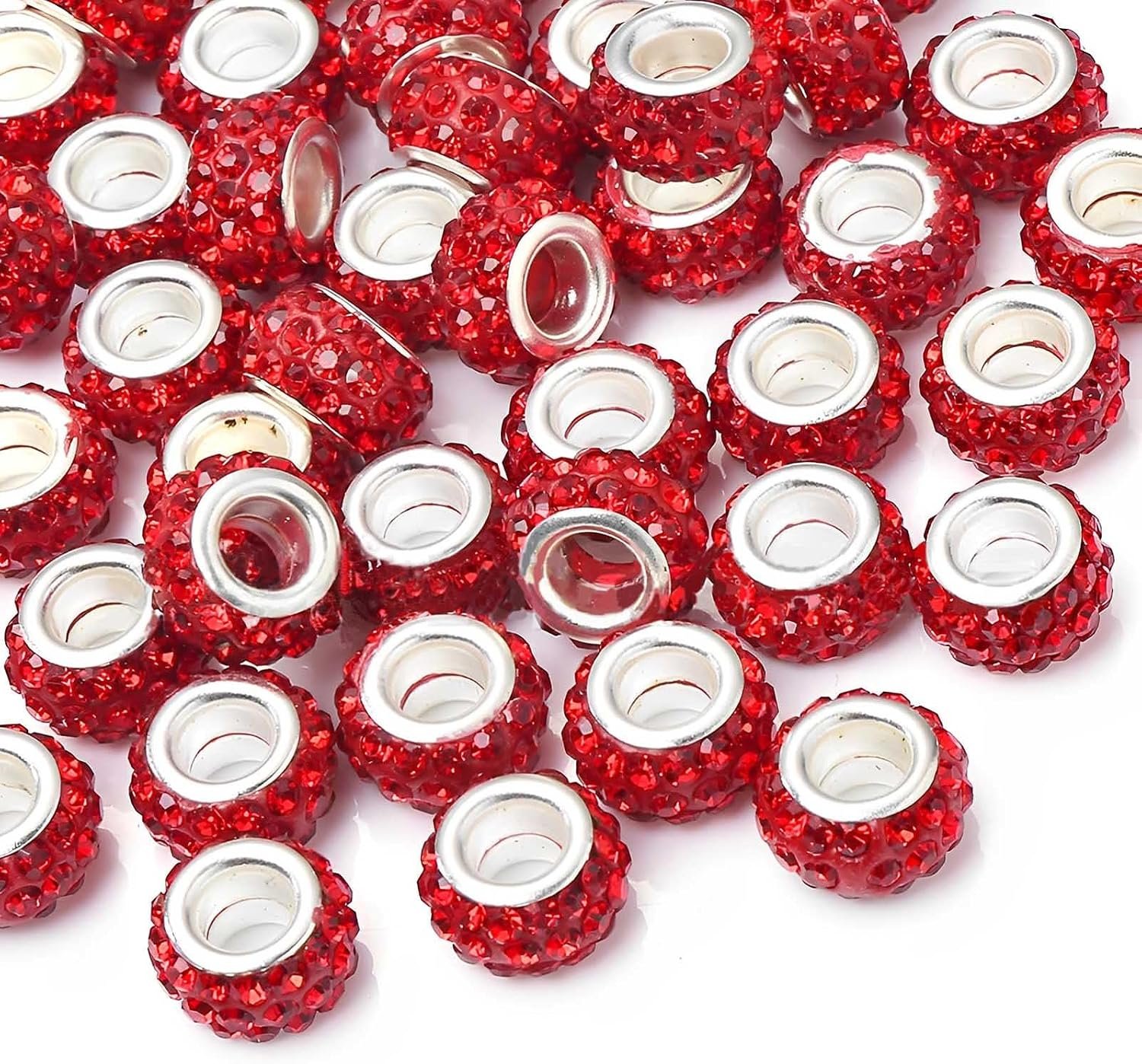 50 PCS Large Hole Beads Rhinestone European Crystal Charm Bead