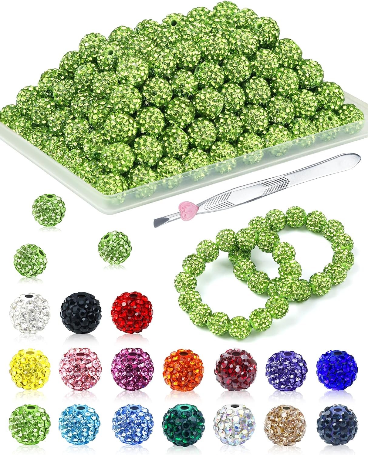 FIVEIZERO 200PCS 10mm Rhinestone Beads Kit, 15 Colors - Image 6